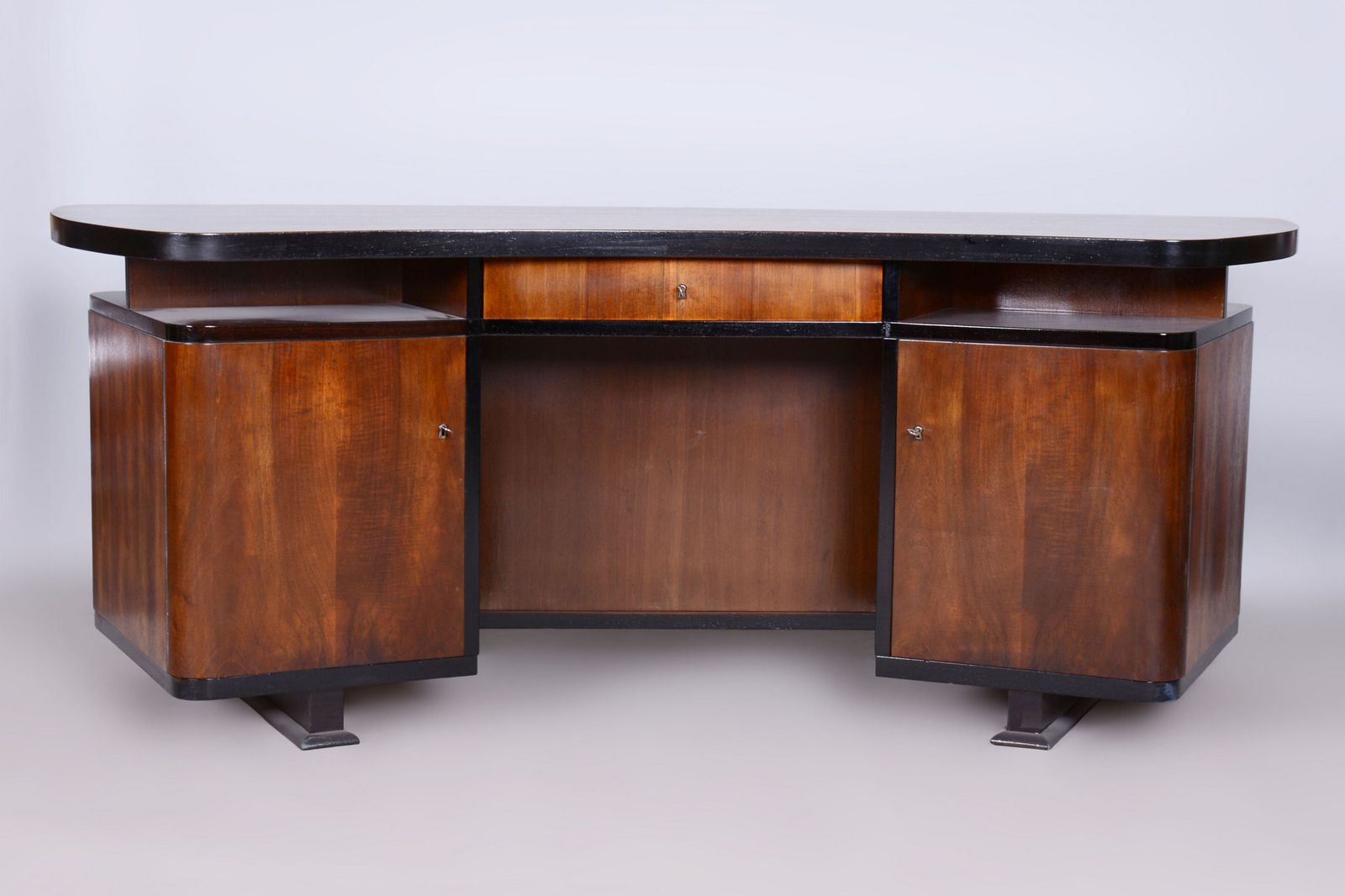 Restored Art Deco Writing Desk, By J. Divíšek, Repolished, Walnut, Czech, 1930s photo furniture