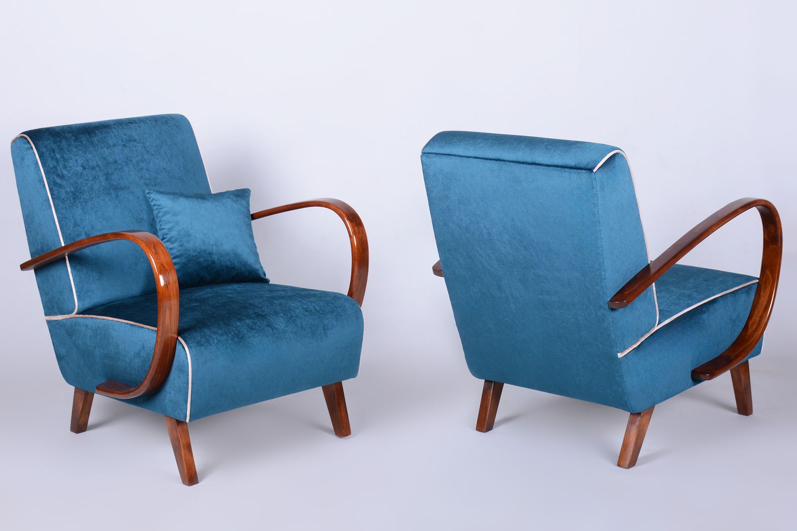 Pair Of Restored Art Deco Armchairs, By J. Halabala, Up Závody, Czech, 1940s photo 1700.0