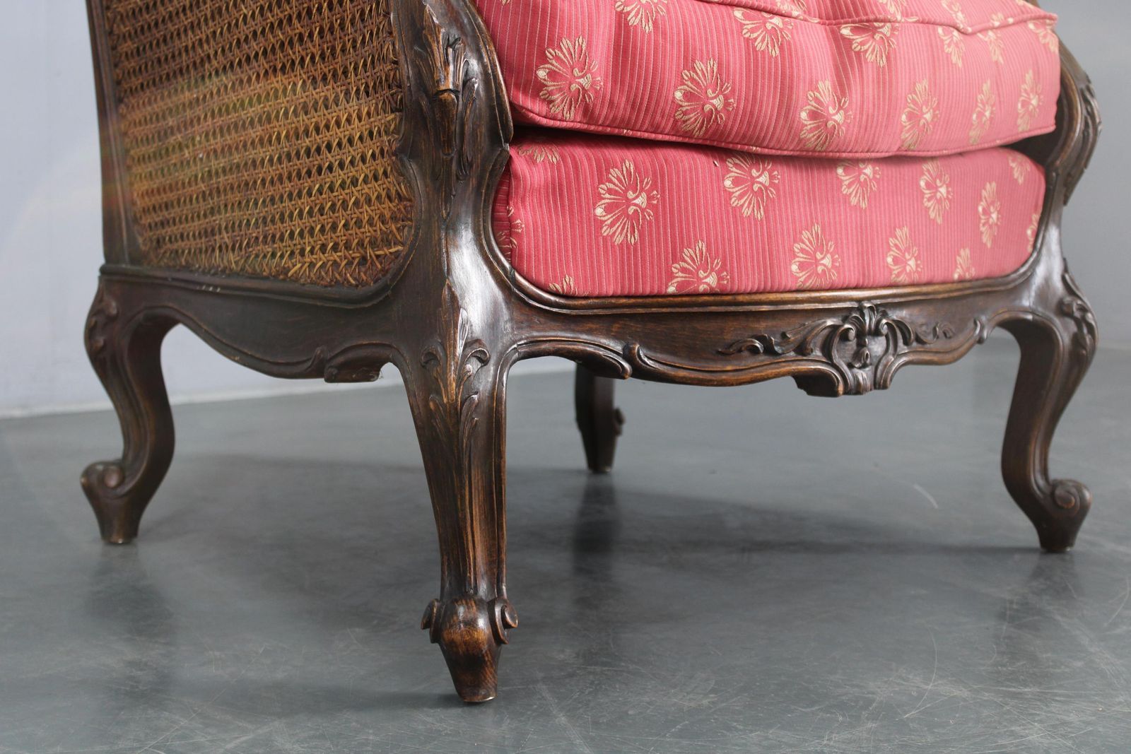 photo furniture Antique Carved Wing Chair With Cane Sides , Czechoslovakia
