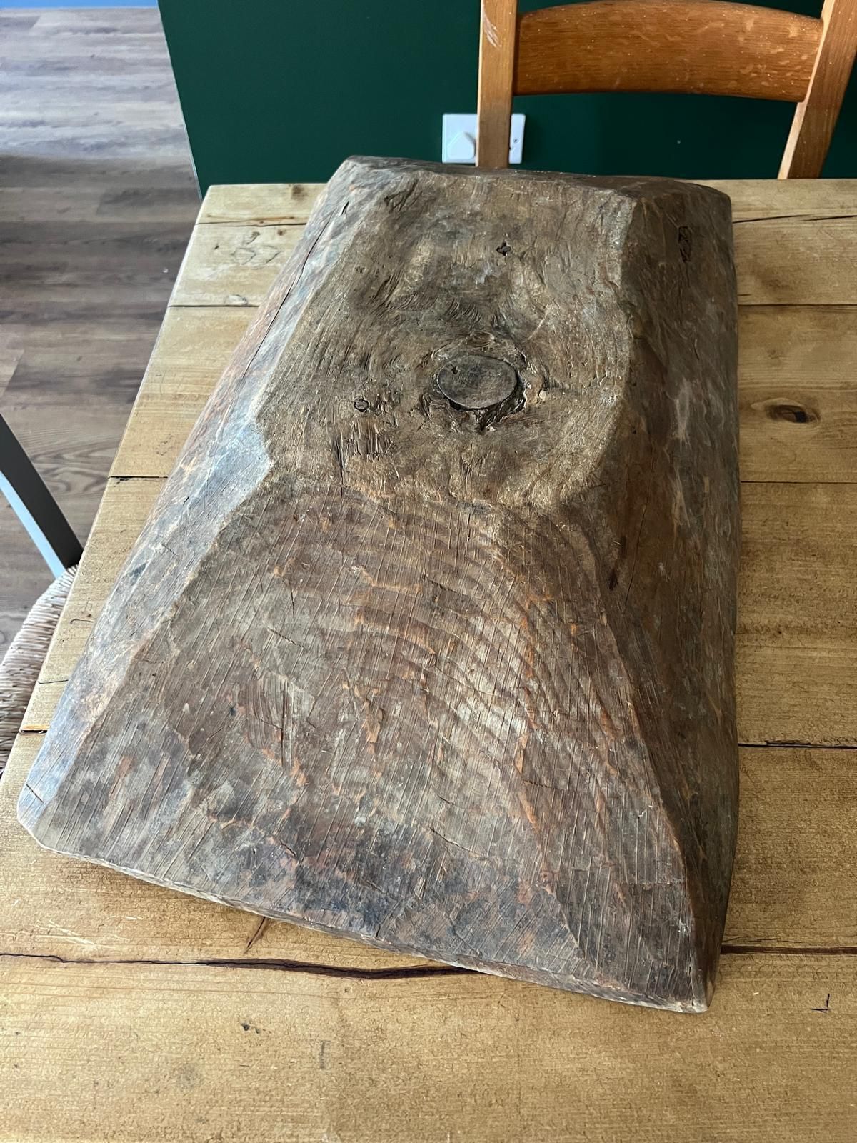 Vintage Large Hand Carved Wooden Dough Bowl / Baking Trough photo 59.0