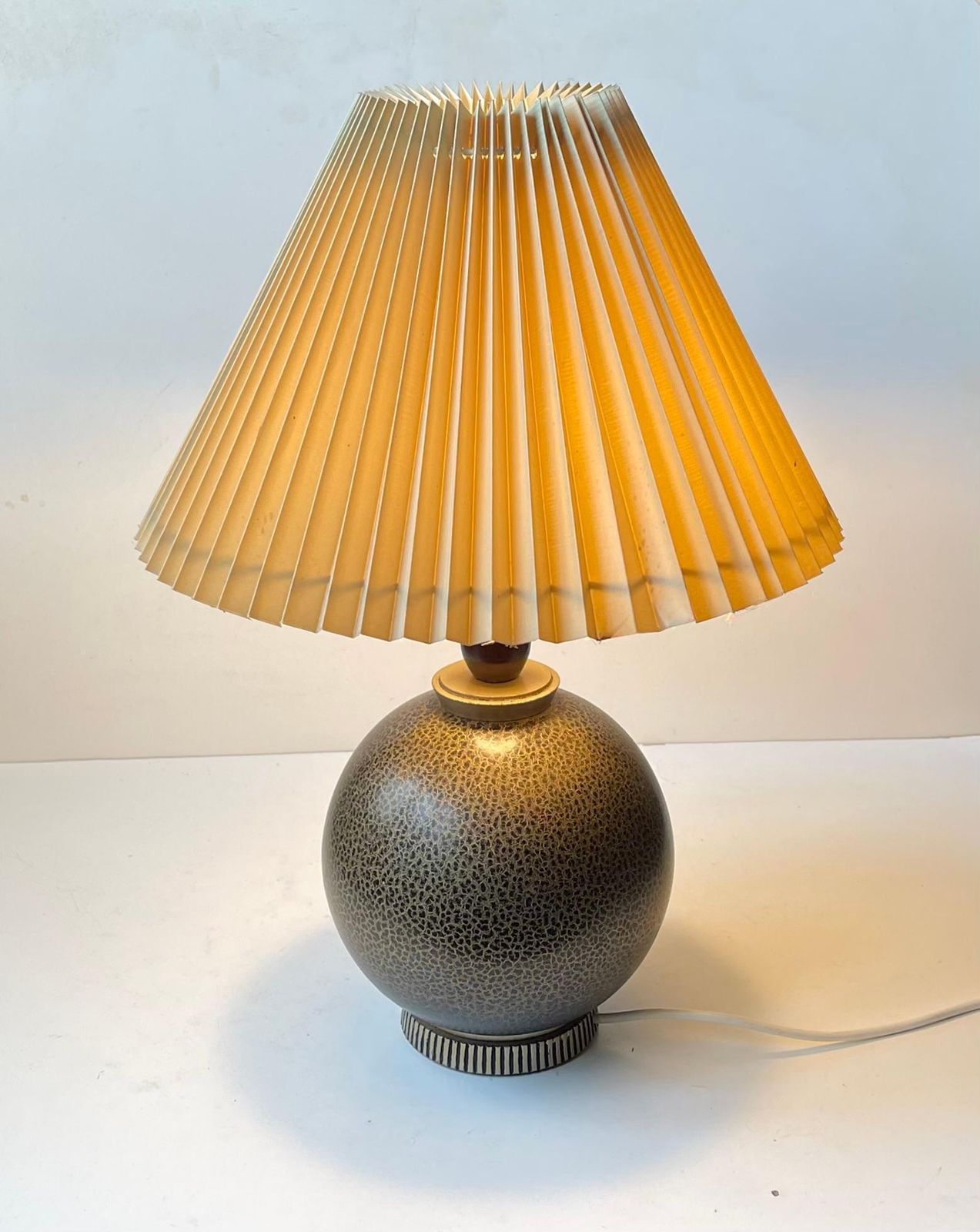 photo furniture French 1920s Table Lamp In The Style Jean Besnard, Black   Gold Craquelé