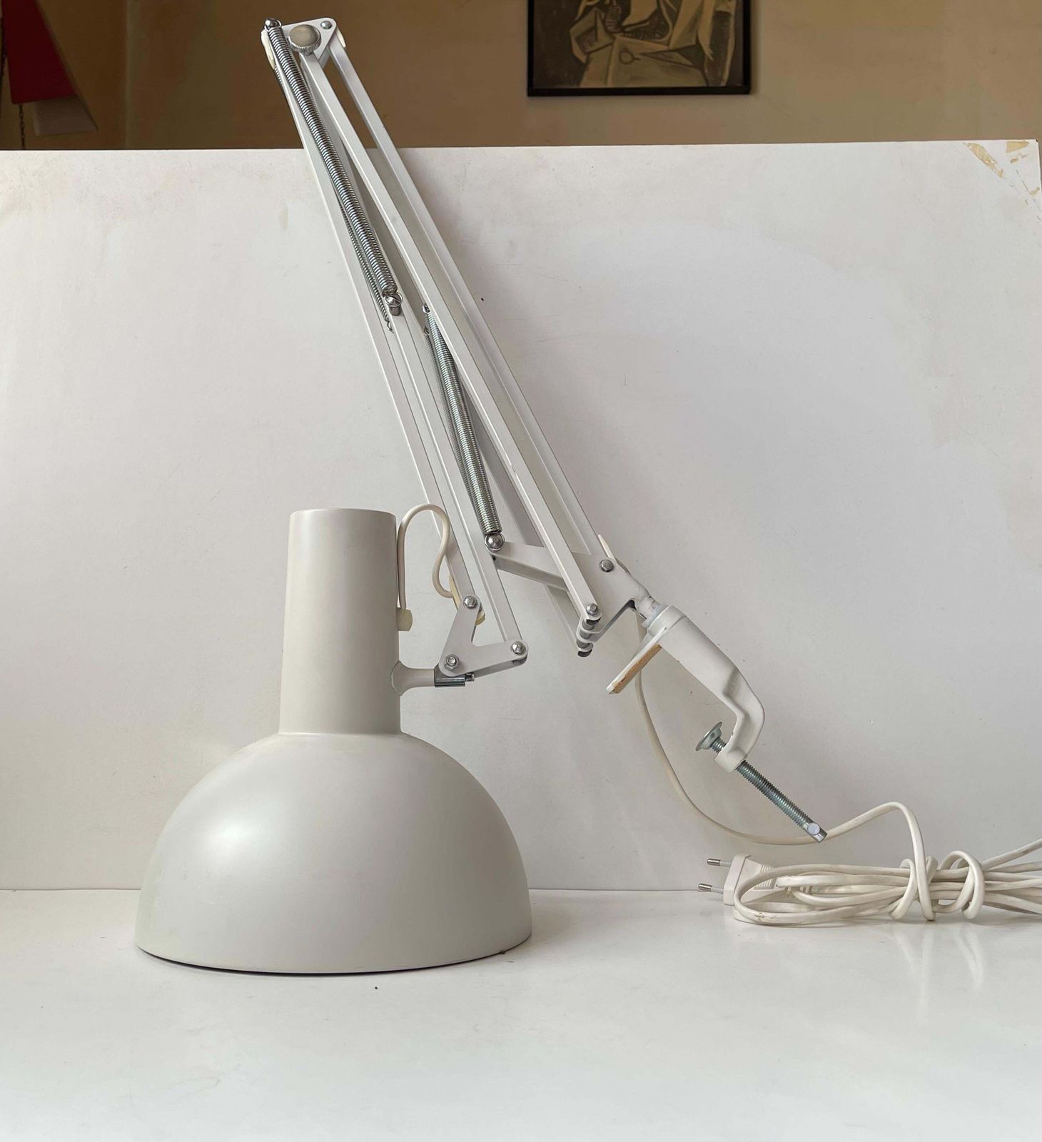 Louis Poulsen White Articulated Architects Desk Or Wall Lamp, 1980s photo vinterior