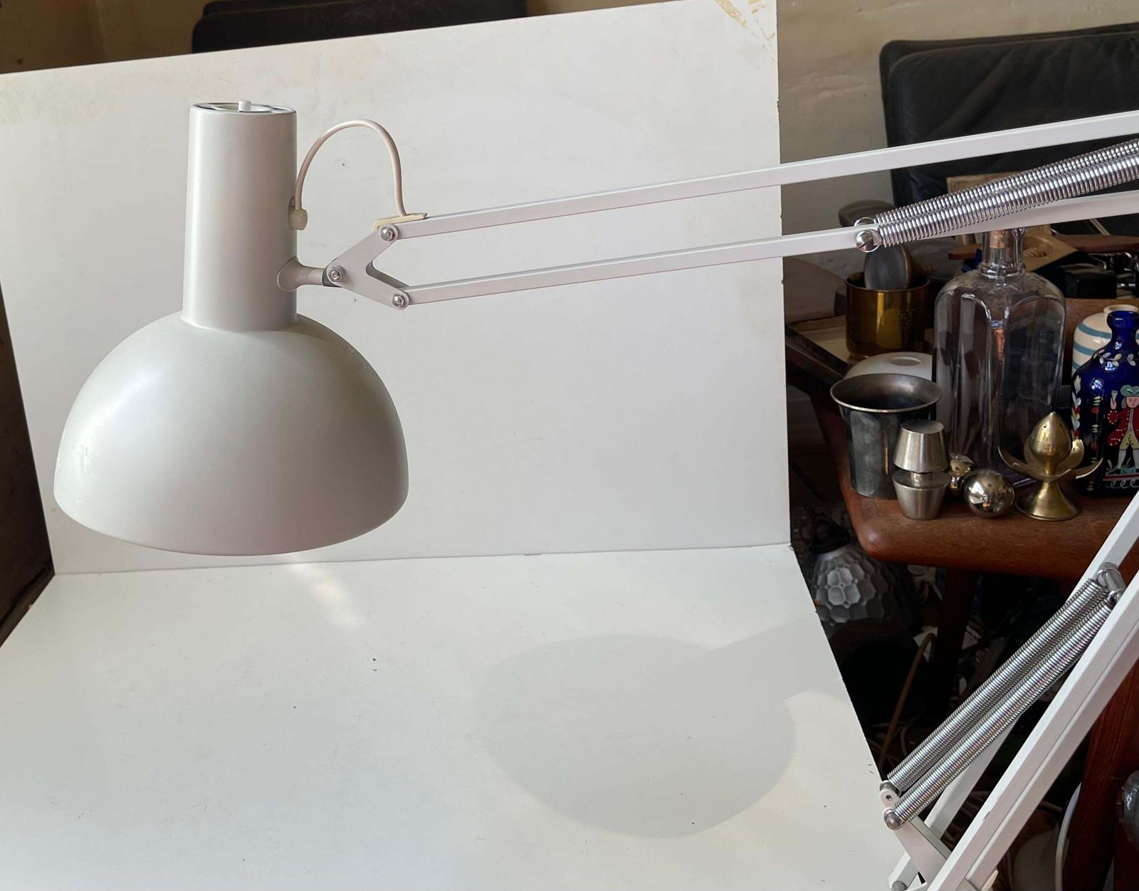 photo for sale Louis Poulsen White Articulated Architects Desk Or Wall Lamp, 1980s