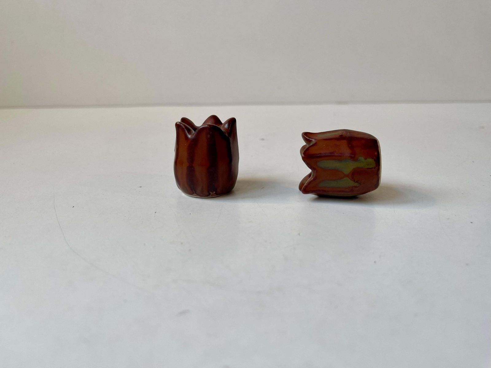 Glazed Rose Bud Candleholders In Stoneware By Eva Staehr Nielsen For Saxbo, 1950 photo Home Decor