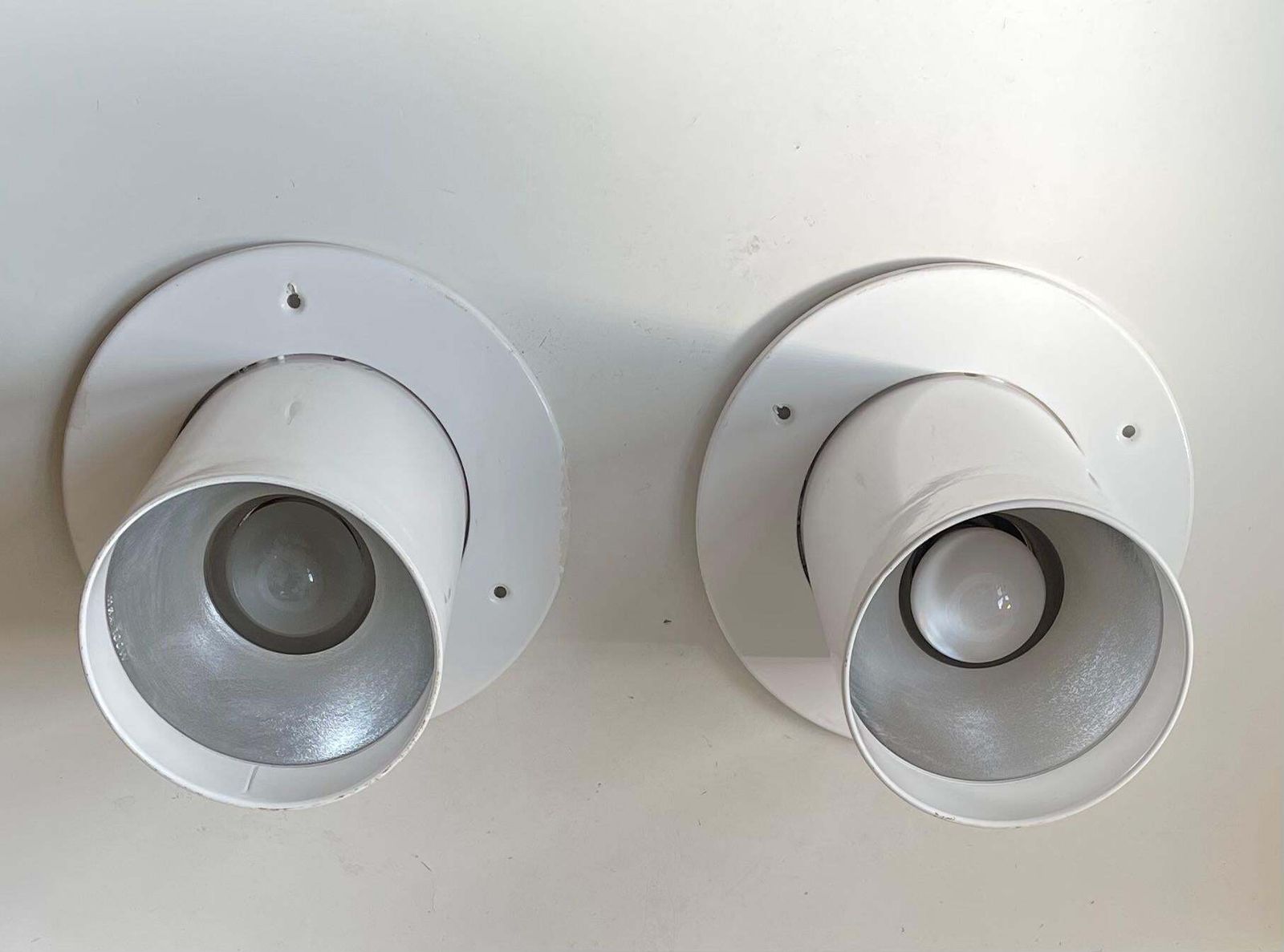 White Danish Minimalist Pipe Flush Mounts By Friis & Moltke For Lampas, 1970s photo for sale