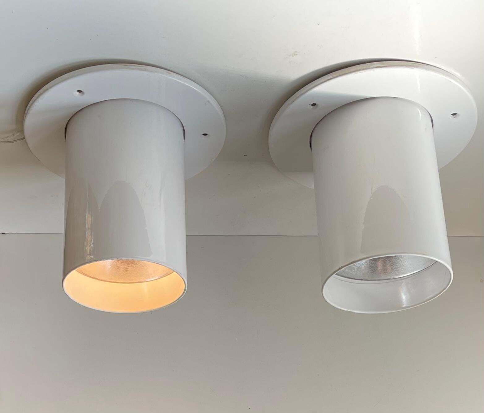 White Danish Minimalist Pipe Flush Mounts By Friis & Moltke For Lampas, 1970s photo buy