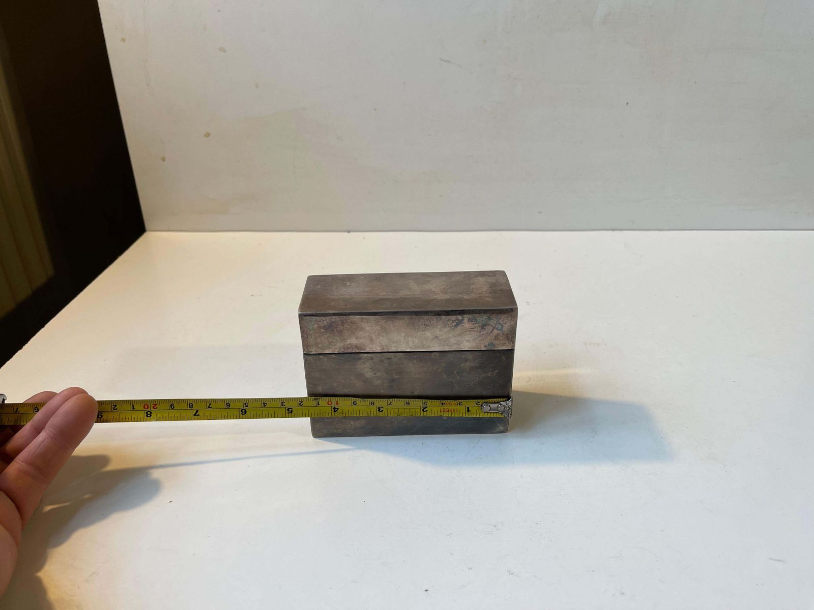 Bauhaus Era Cigarette Container In White Metal, 1930s photo vintage