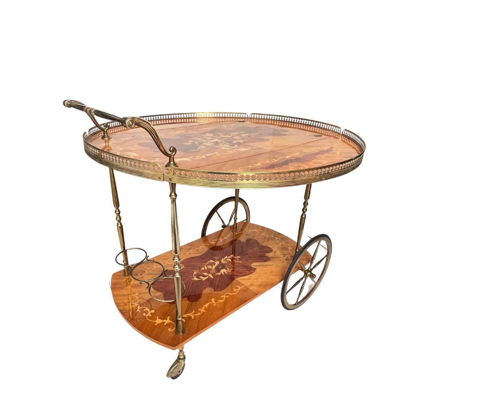 Houten Barcart | Inklapbaar Blad | Marqueterie | Sorrento, Ca. 1950–1980 photo Meubels