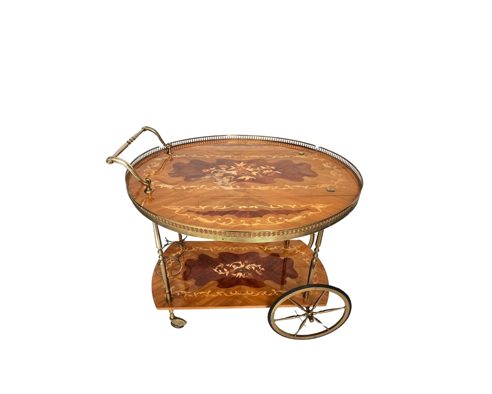 Houten Barcart | Inklapbaar Blad | Marqueterie | Sorrento, Ca. 1950–1980 photo buy