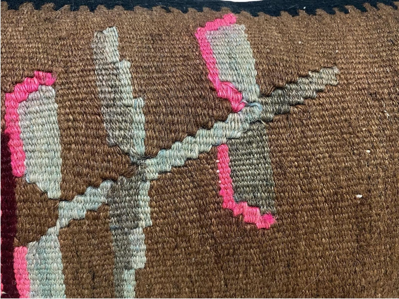 Hand Made Kilim Faced Cushion 12 X 20 Inches, Anatolian Kilim Pillow, Handmade Cushion Cover, Turkish Decor, Home Decor Accent photo vintage