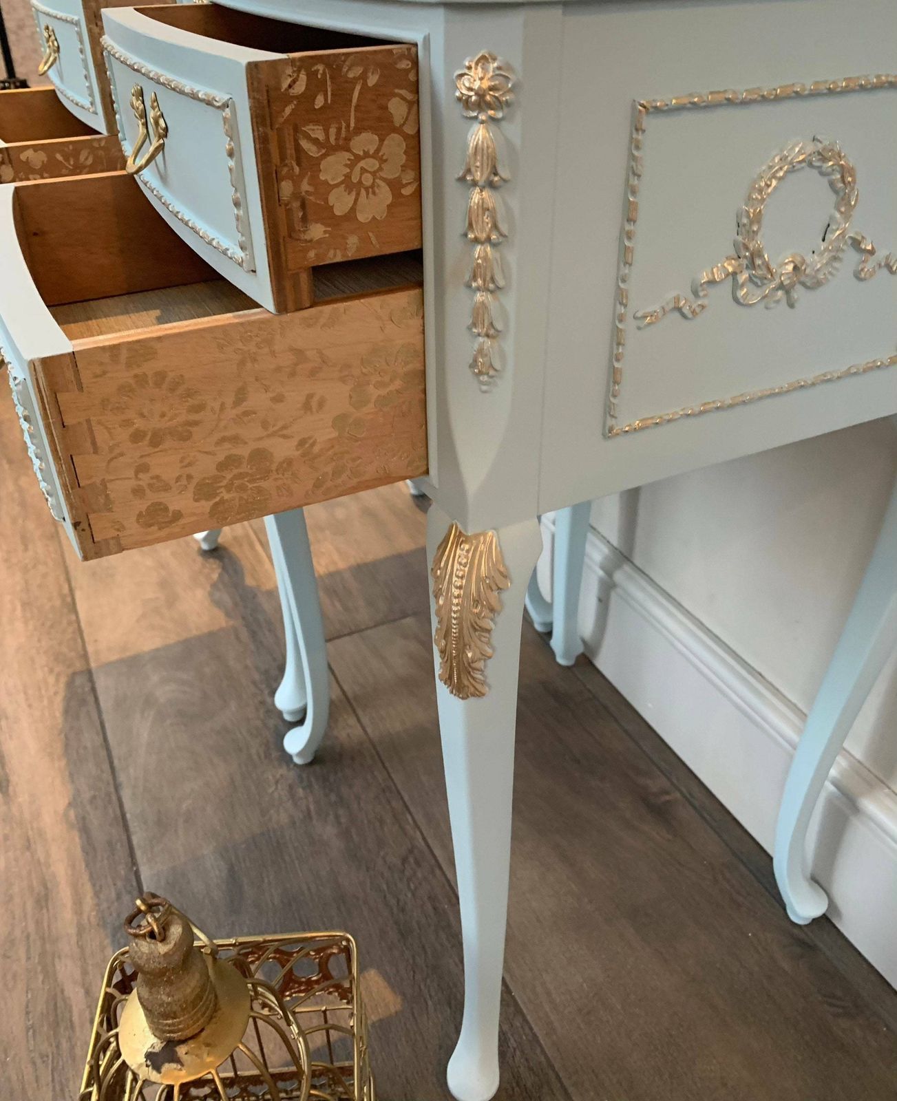 Ornate Louis French Bedside Tables Baby Blue photo 495.0
