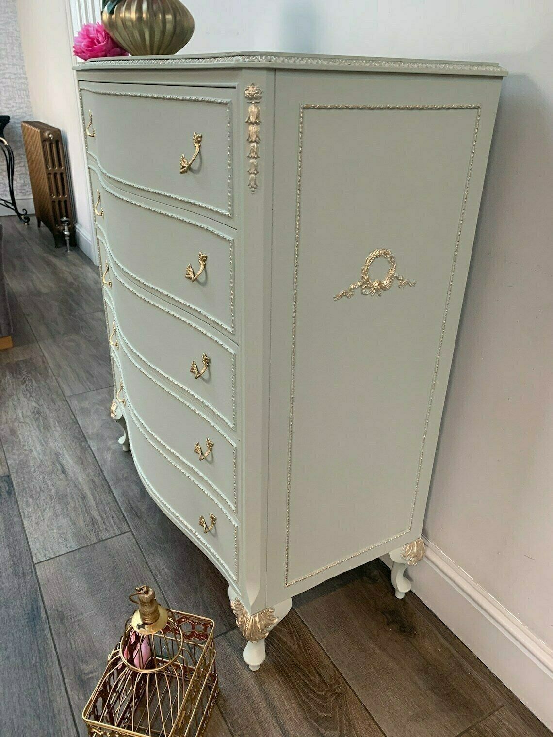 Chest Of Drawers, Olympus Louis Tallboy Chest Of Drawers Bedroom Storage In Light Green, 5 Drawers. I Can Paint In Any Colour photo 895.0