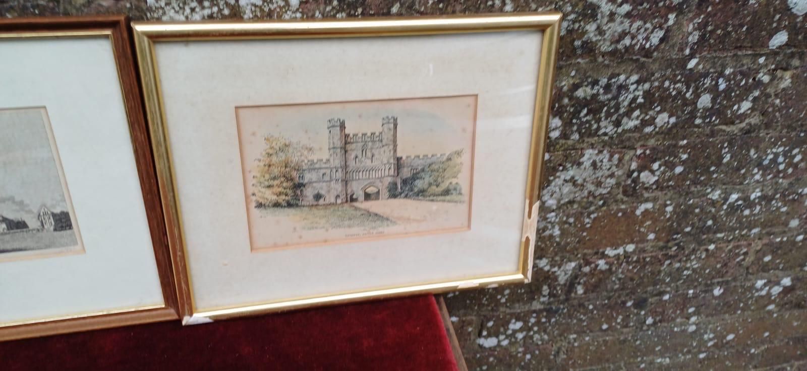Set Of 3 Historic Prints Of Battle Abbey, Sussex – Antique Engravings & Hand Coloured Gateway Scene, Georgian To Edwardian Framed Art photo 68.0