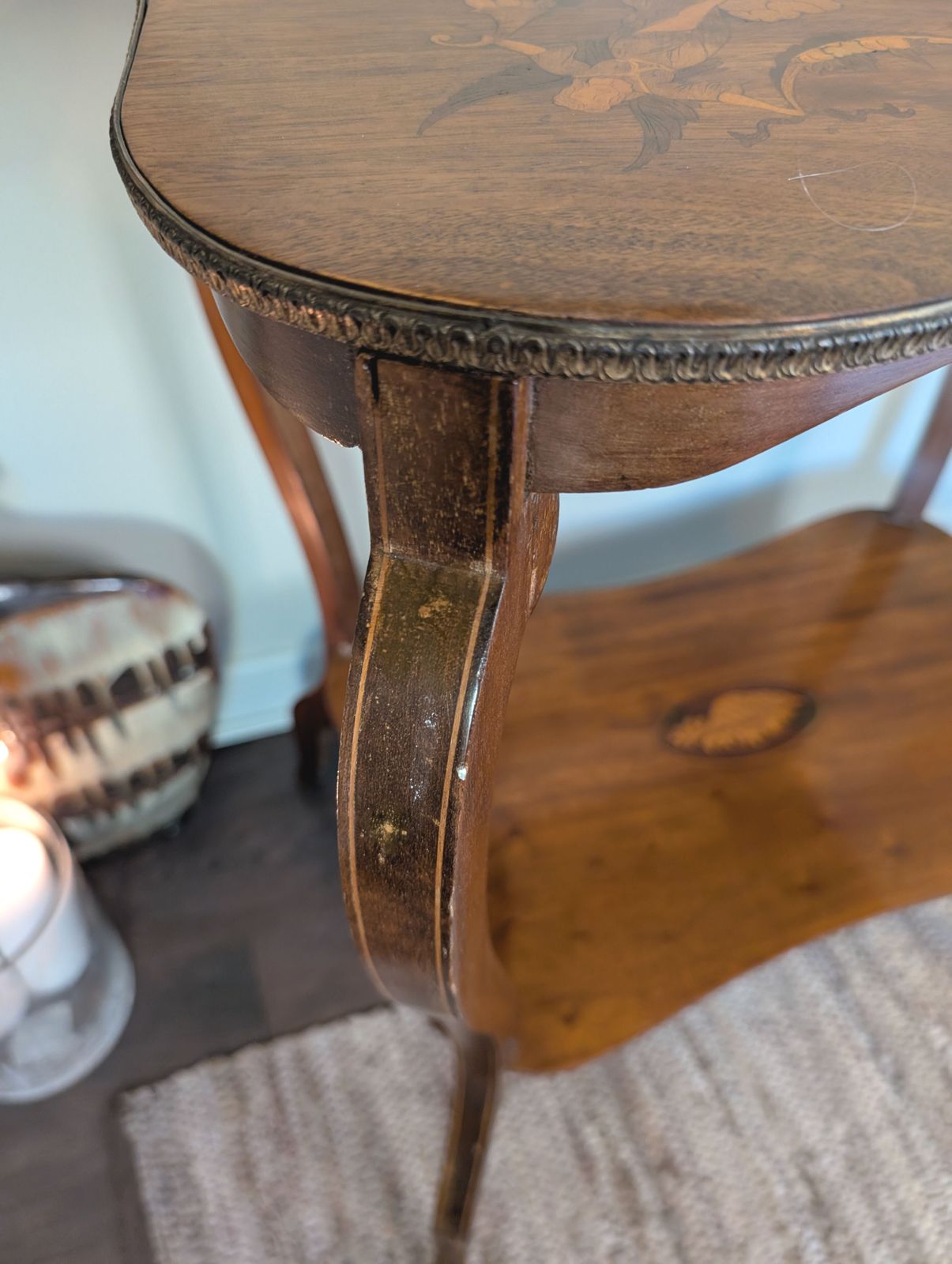 photo vinterior French Style Kidney Occasional Table With Angelic Inlay Marquetry Top   Limited Time Offer!