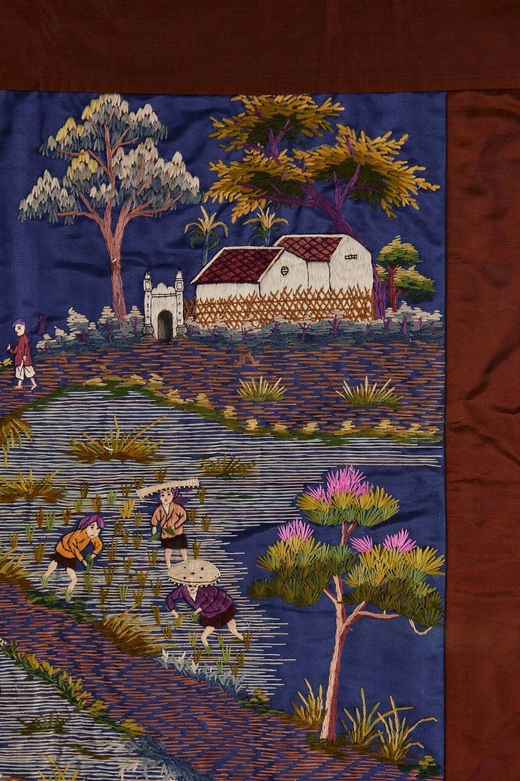 photo for sale Chinese Silk Tapestry In Chrome Frame