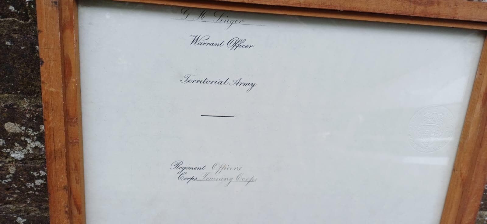 1957 British Army Warrant – George H. Singer Appointment As Territorial Army Officer, Original Military Document, Framed & Embossed photo vintage