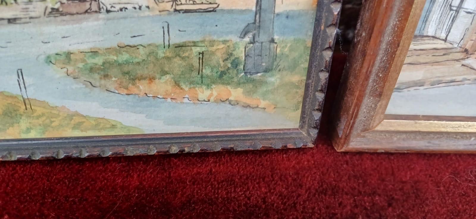 Set Of 3 Small Watercolours By Madge E. White Mbe – English Village Scenes, Brasted, Westerham, Kent (1950s Original Art), Framed photo vinterior