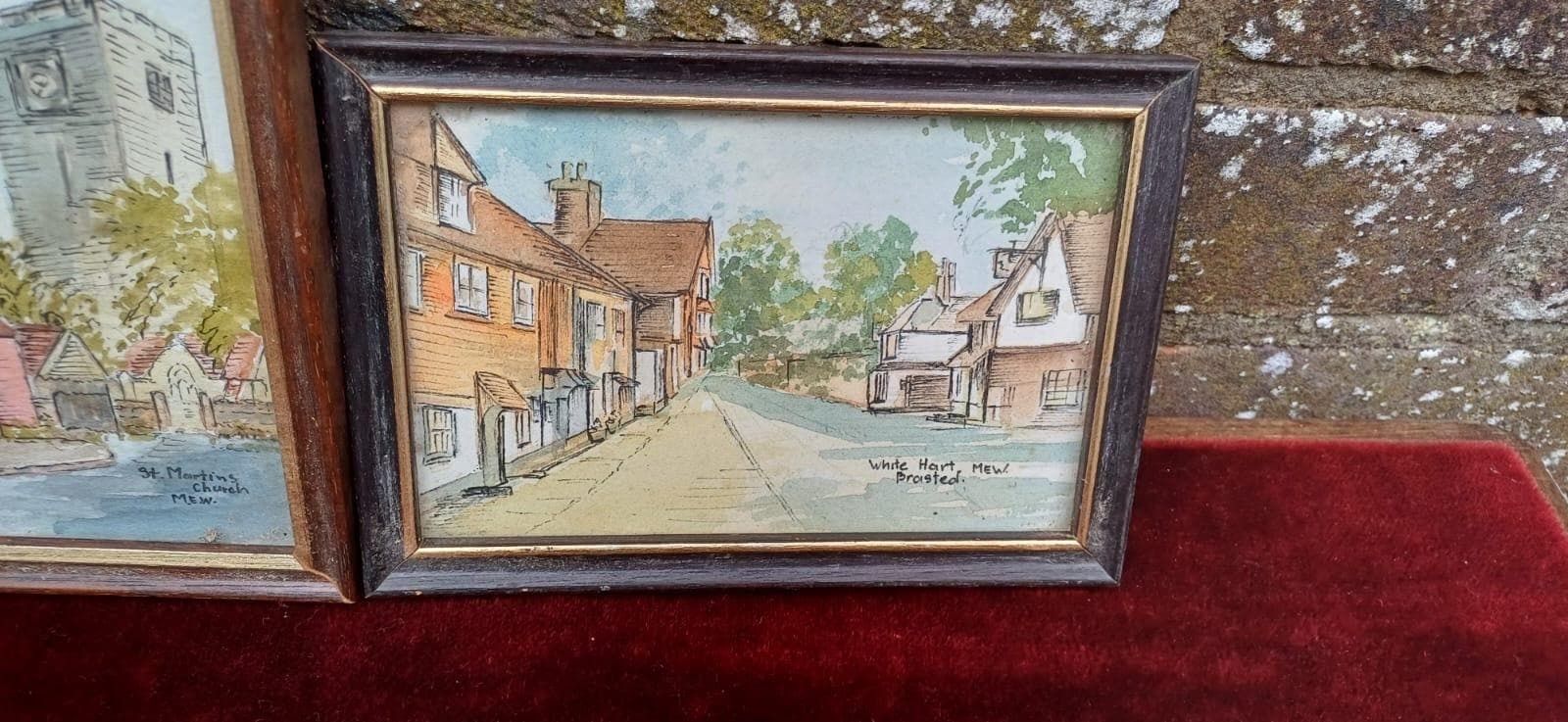 photo furniture Set Of 3 Small Watercolours By Madge E. White Mbe – English Village Scenes, Brasted, Westerham, Kent (1950s Original Art), Framed