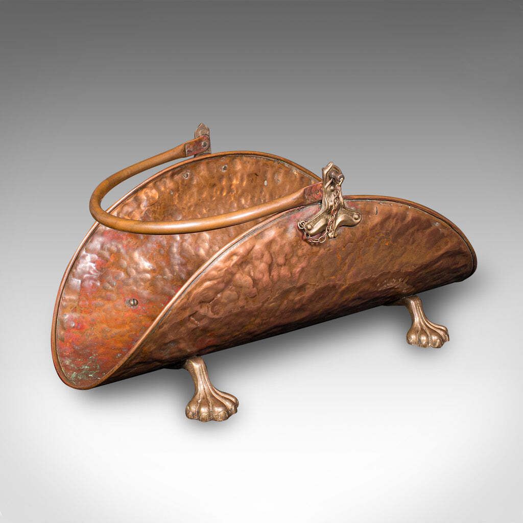 Antique Log Layer, English, Copper, Brass, Fireside Fuel Tray, Victorian, C.1870 photo furniture