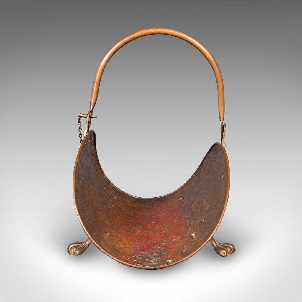 Antique Log Layer, English, Copper, Brass, Fireside Fuel Tray, Victorian, C.1870 photo Home Fixtures