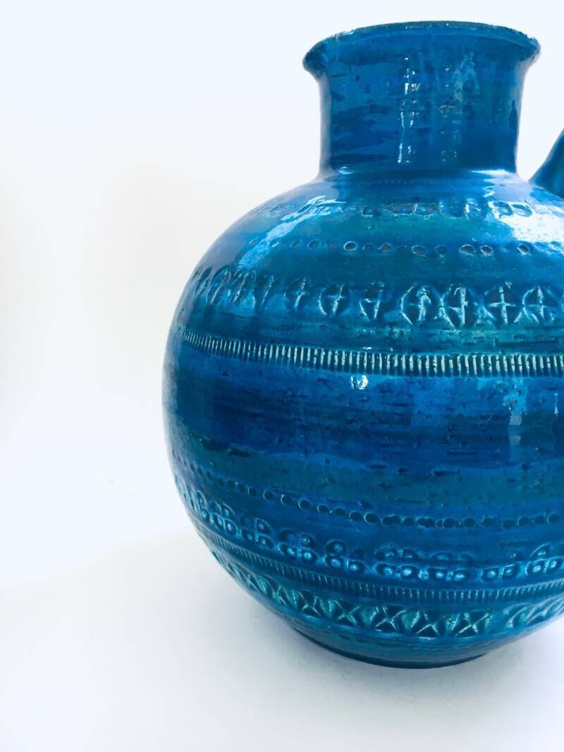 photo furniture Vintage Art Ceramics Rimini Blue Ball Decanter Vase By Aldo Londi For Bitossi, Italy 1960's