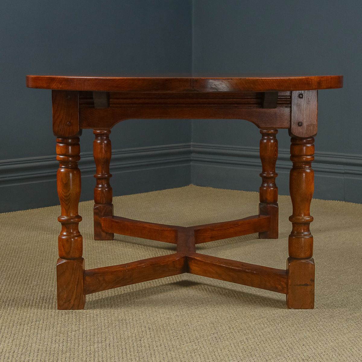 photo for sale 17th Century Style 8ft 3” Oak Farmhouse Kitchen Dining Refectory Serving Table (Circa 1980)