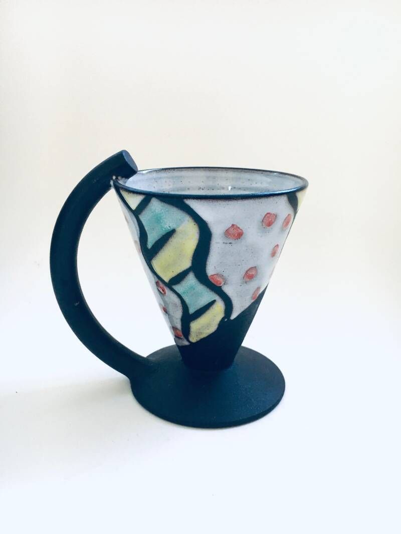Art Ceramics Memphis Stijl Theekopjesset, Gesigneerd La, België, Ca. Jaren 1970 photo for sale