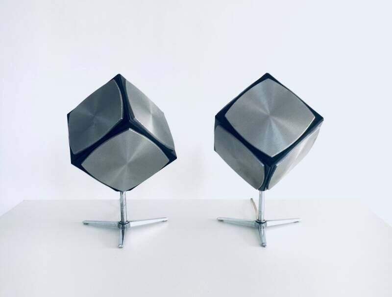 Midcentury Modern Space Age Design Audiorama 700 "Cube" Speaker Set By Grundig, 1960's photo 425.0