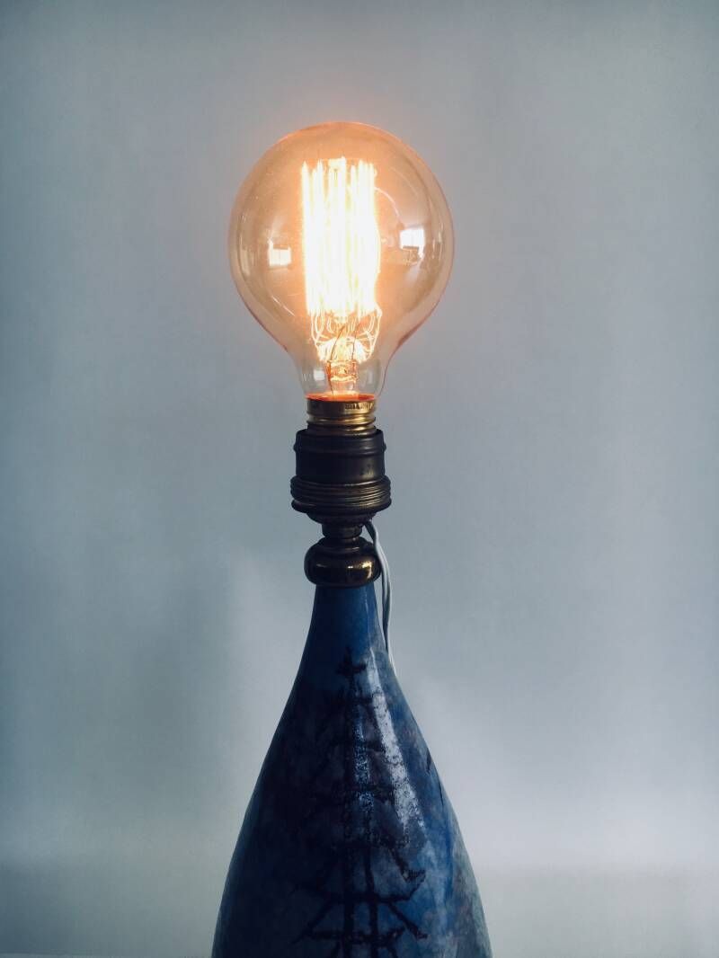photo vinterior Midcentury Design Art Studio Ceramic Table Lamp By Cacf Faenza, Italy 1950's