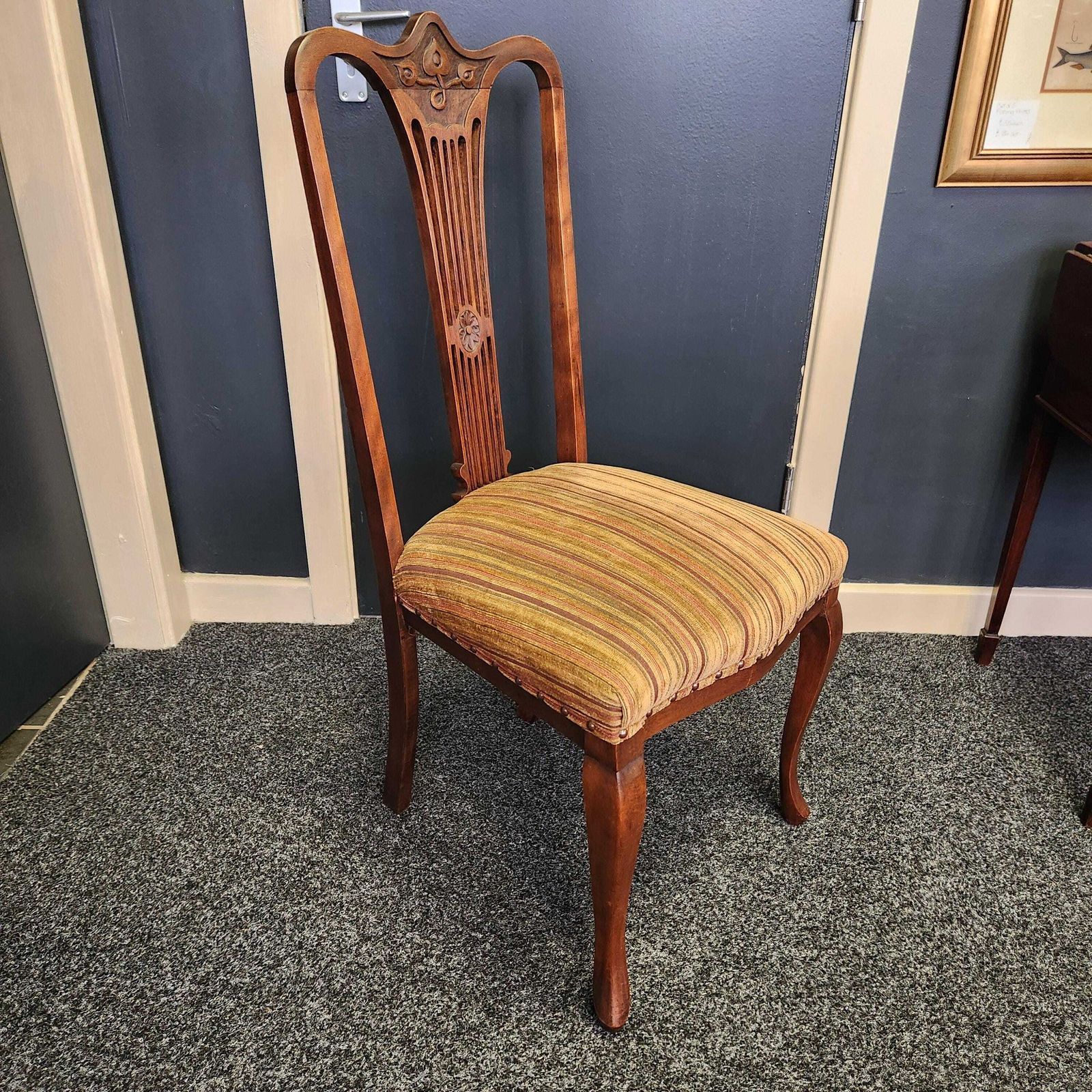 Set Of 4 Walnut Art Nouveau Dining Chairs. photo buy