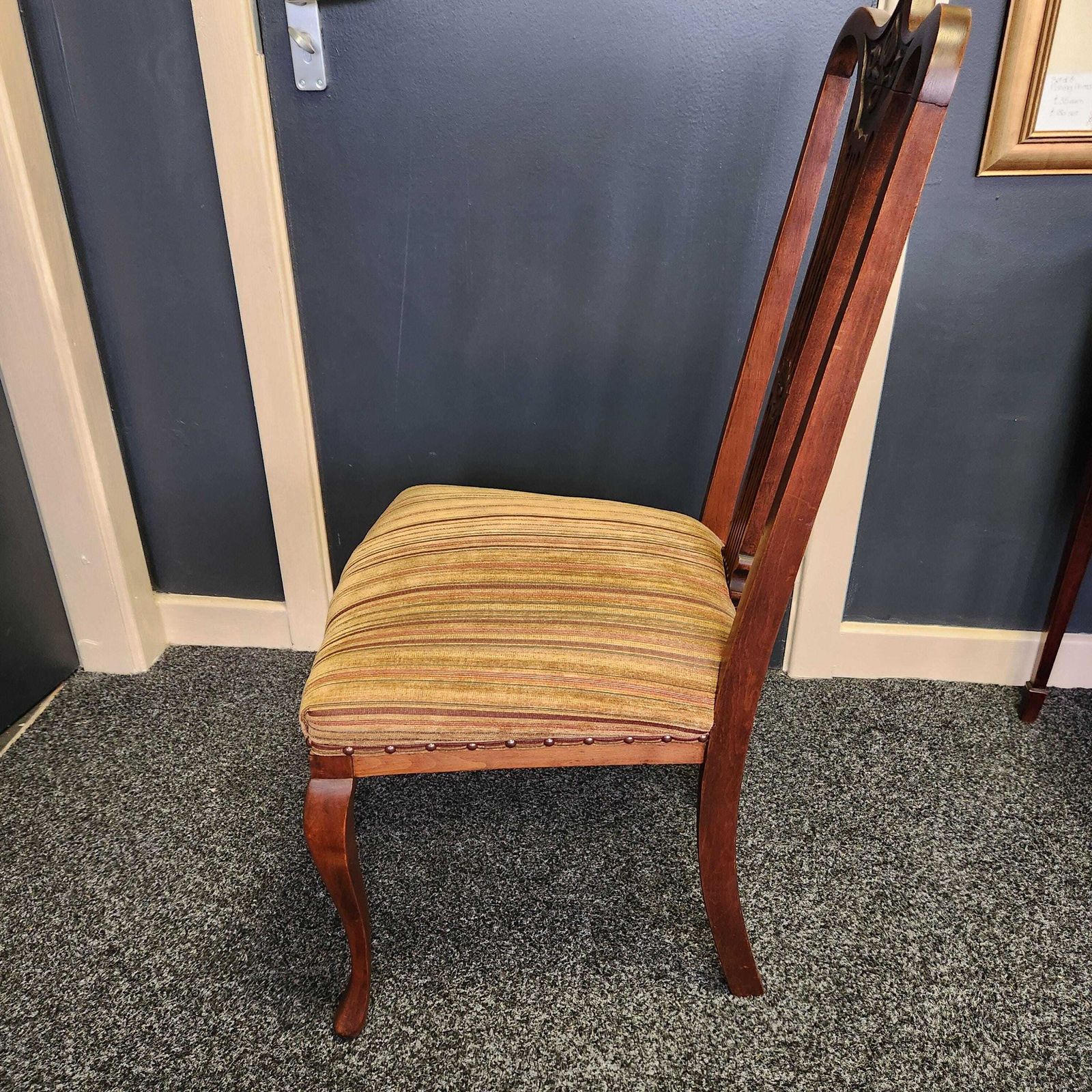 Set Of 4 Walnut Art Nouveau Dining Chairs. photo vintage