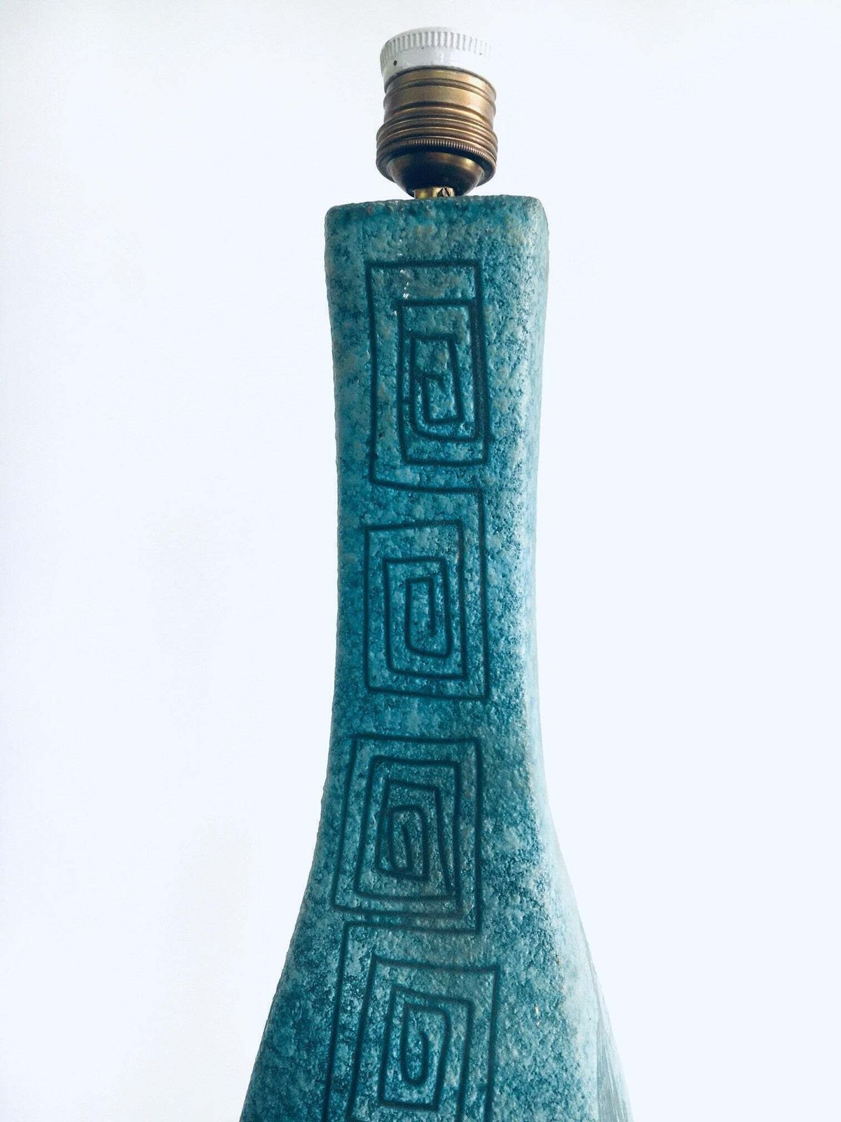 2500.0 Zeldzame Keramische Sgraffito Tafellamp Van Alvino Bagni Voor Raymor, Italië, Ca. Jaren 1960 photo