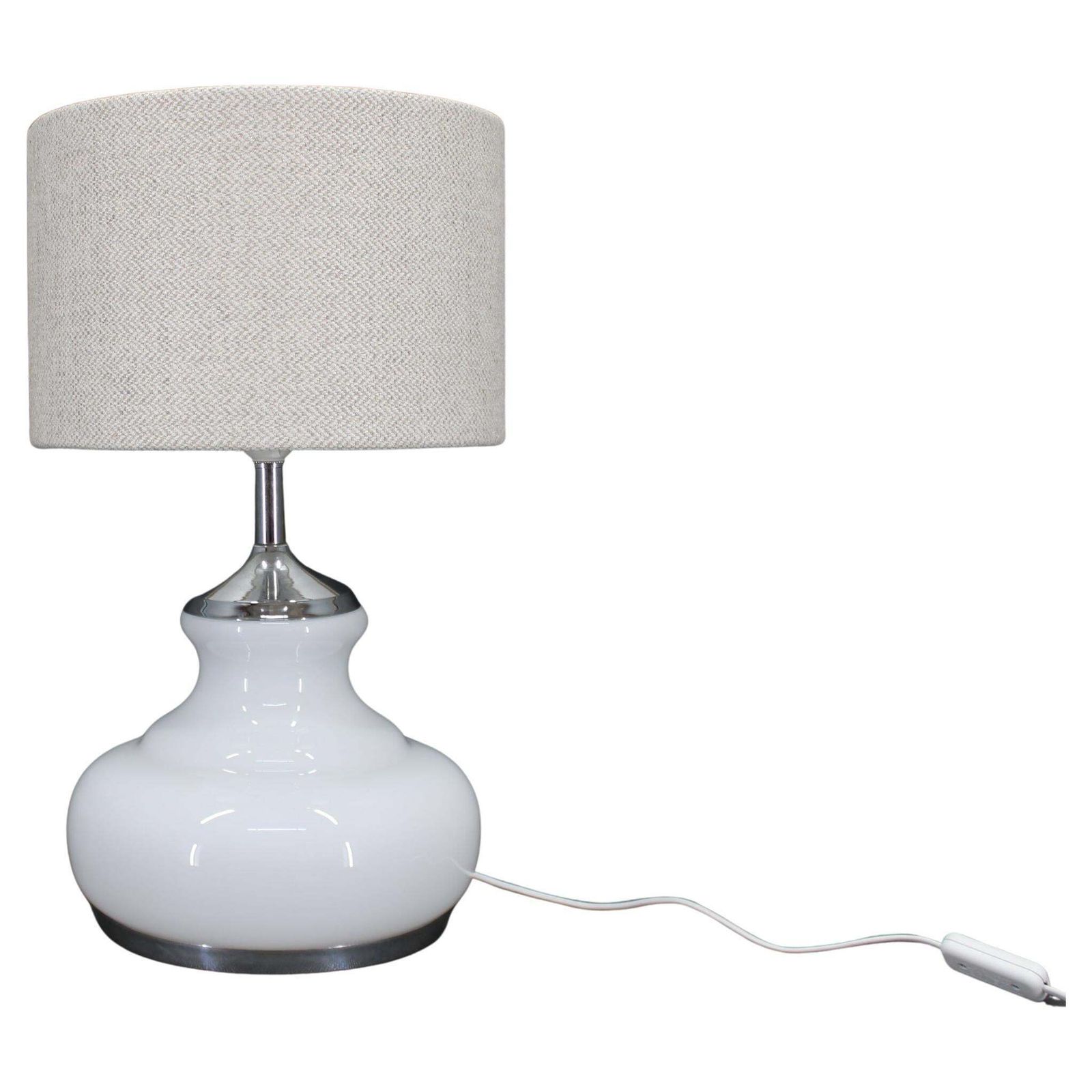 1970s Italian Glass Table Lamp With Boucle Fabric Shade