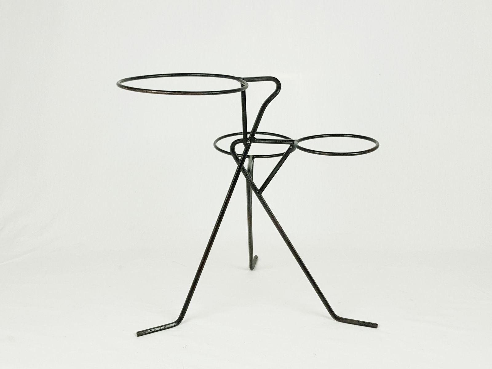 Italian Black Metal Rod Midcentury Free Standing Plants Holder photo furniture
