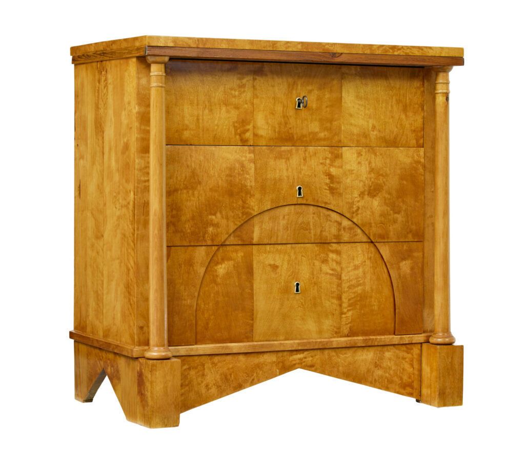 19th Century Swedish Empire Birch Chest Of Drawers