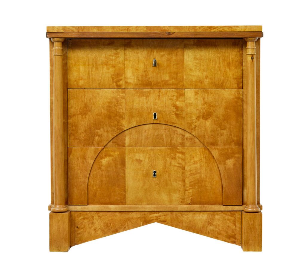 Furniture 19th Century Swedish Empire Birch Chest Of Drawers photo