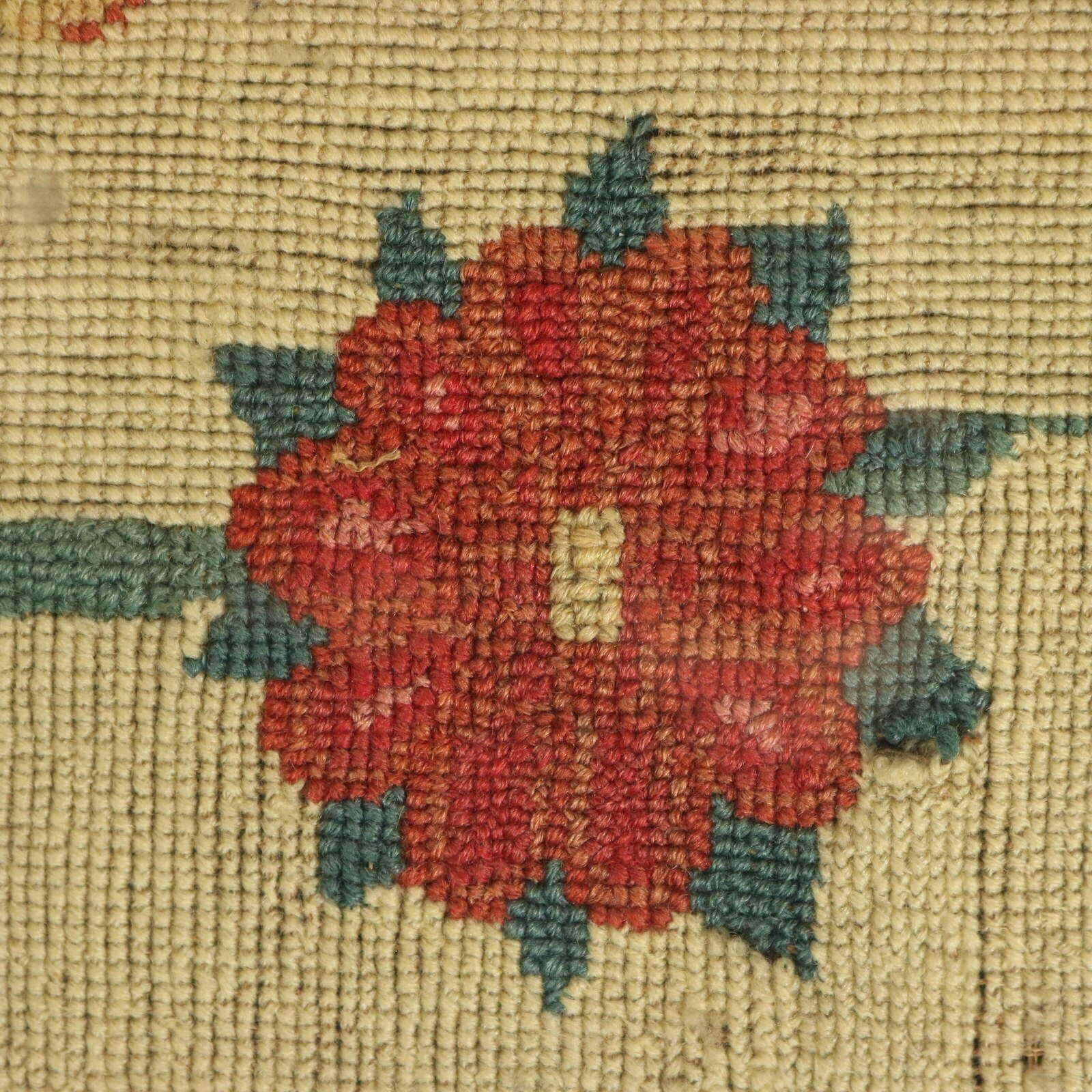 17thc Gros Point Embroidery   Vase Of Flowers With A Bird photo vintage