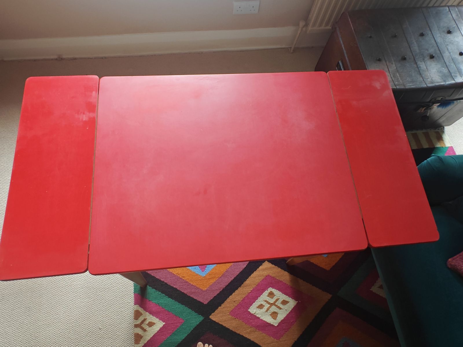 Mid Century Extendable Red Formica Dining Table, 1950s/60s photo Furniture