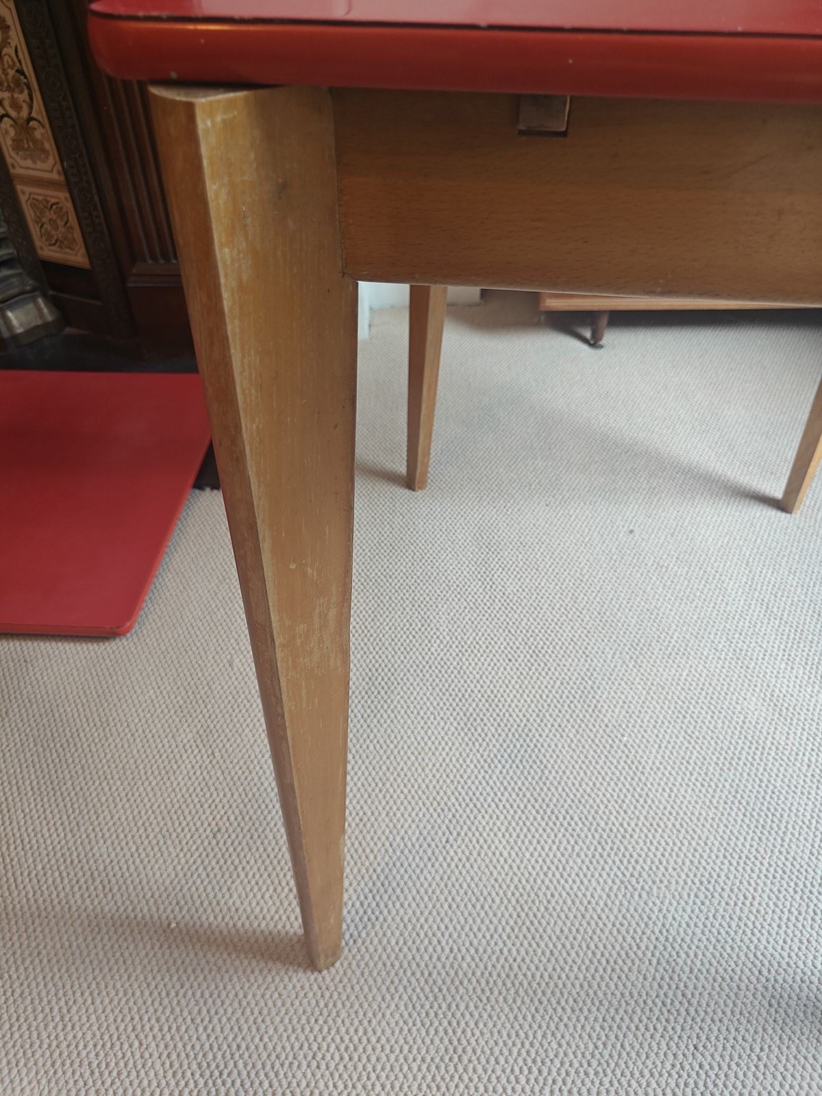 Mid Century Extendable Red Formica Dining Table, 1950s/60s photo vinterior