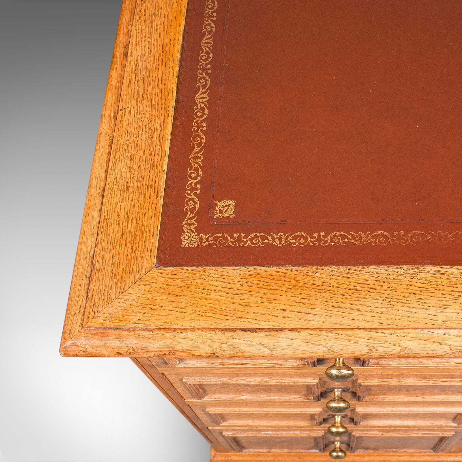 photo furniture Large Vintage Bespoke Kneehole Desk, English, Oak, Writing Table, Mid Century