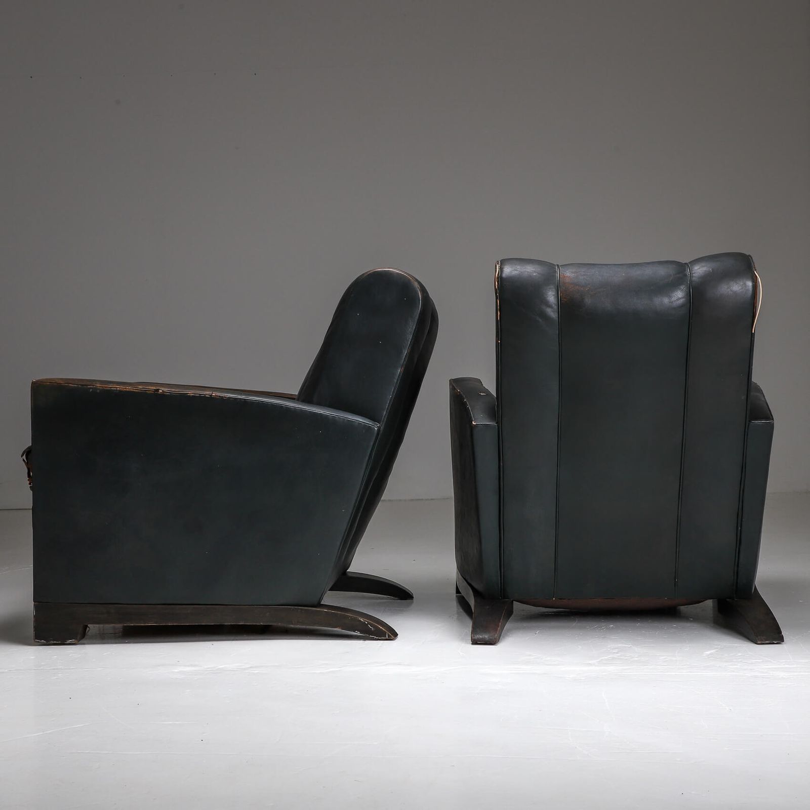 Pair Of Art Deco Leather Chairs photo Furniture