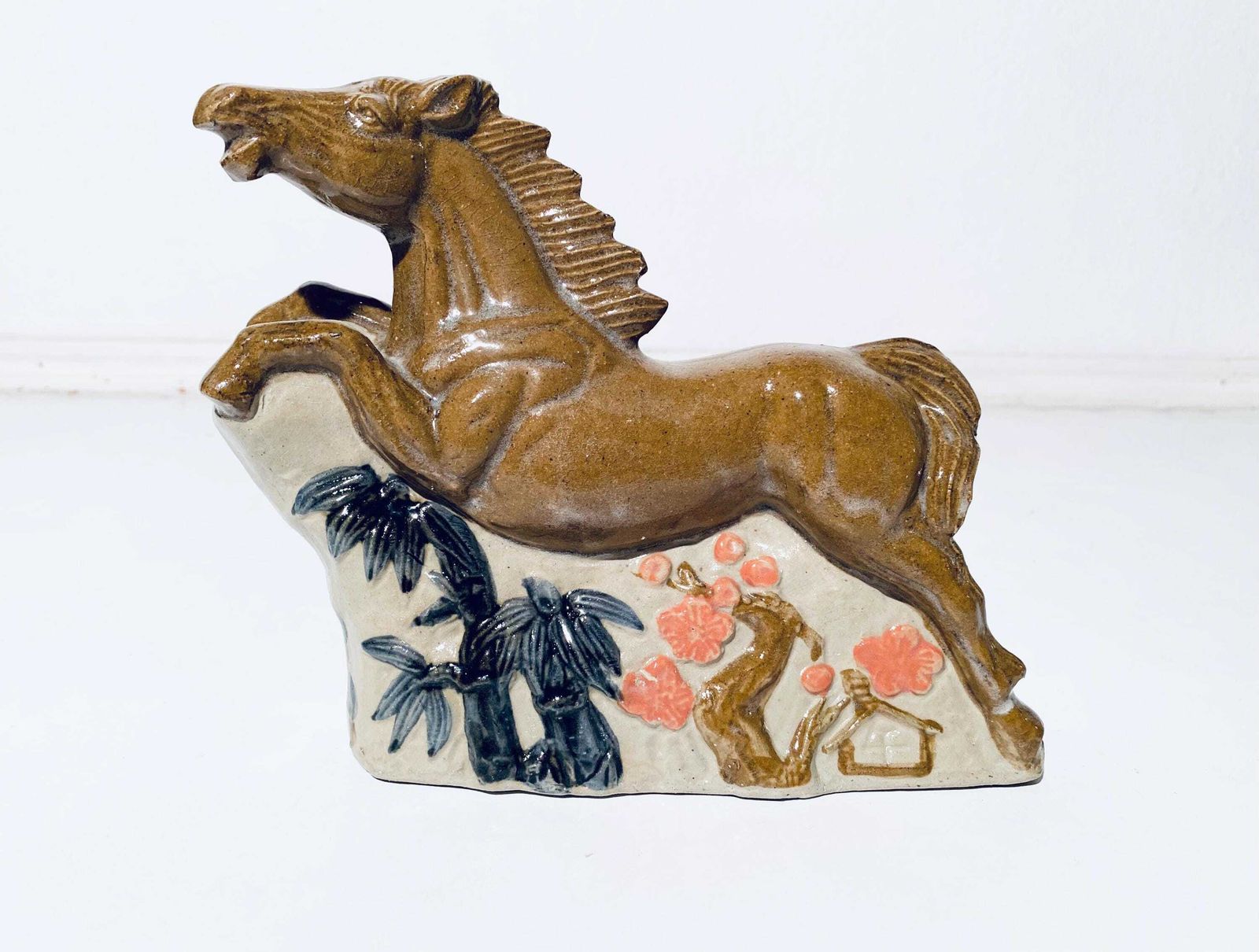 Ceramic Horse Spirit Decanter / Japanese Or Chinese Bar Decor / Sake Bottle