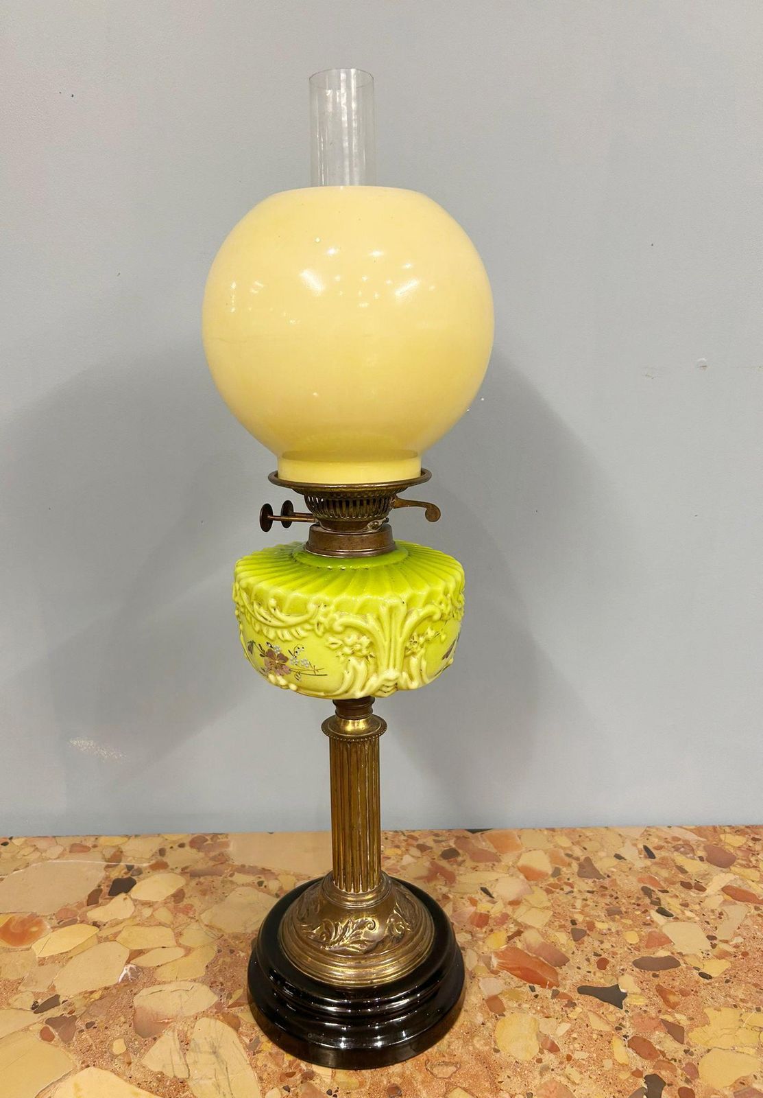 Victorian Oil Lamp Porcelain Gilt Table Light 1880