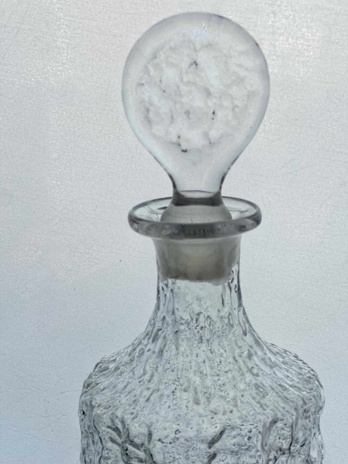 Whitefriars Scandinavian Glacier Finish Decanter Hand Ground Stopper 1970s photo 125.0