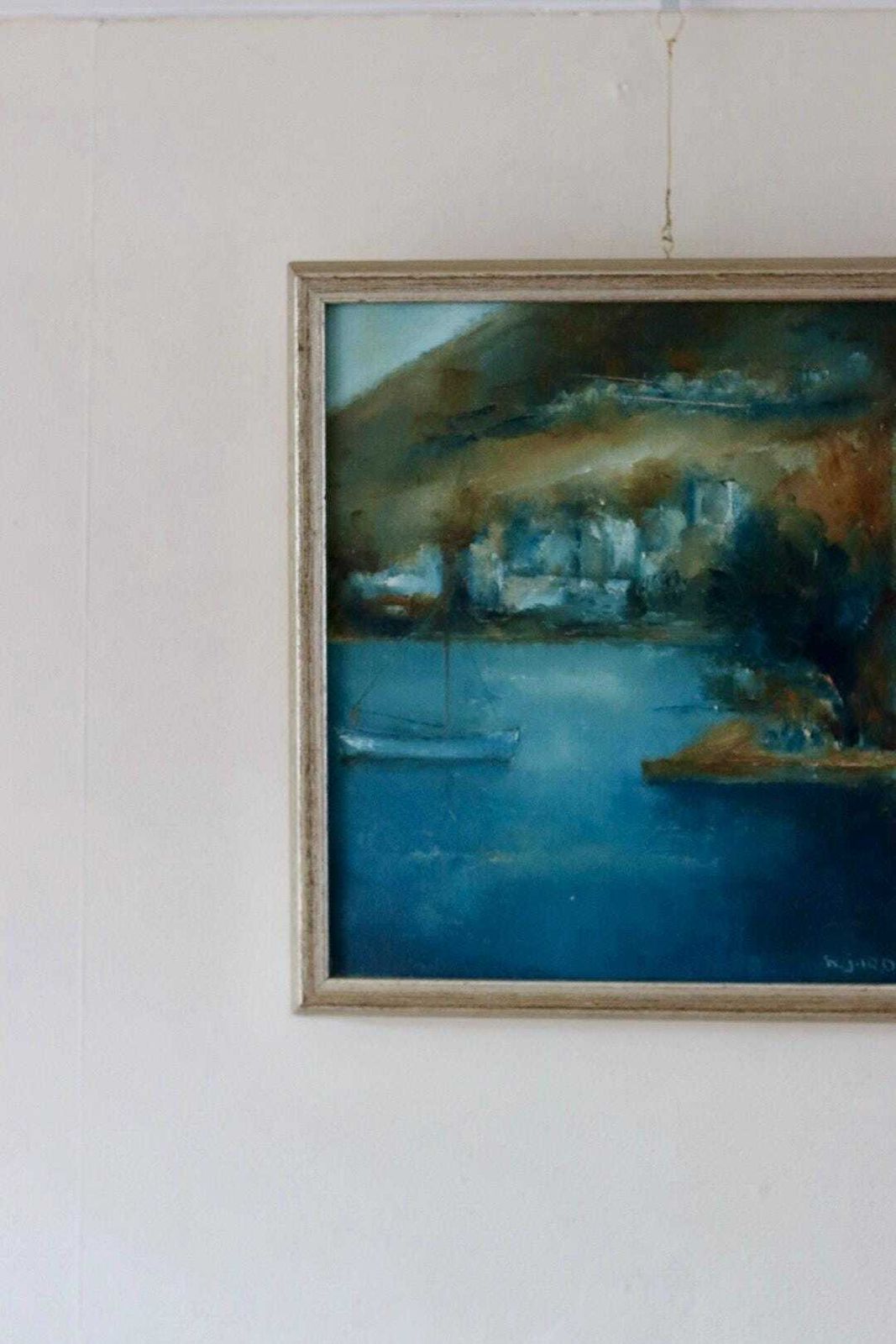 Original Swedish Oil On Canvas – Sea Motif – K. Jördahn (1971) – Vintage & Framed, 37 X 37 Cm / 14.6 X 14.6 In photo Art