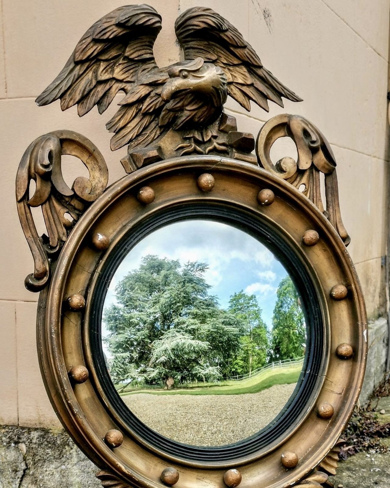 Regency Gilt Wood Convex Mirror photo furniture