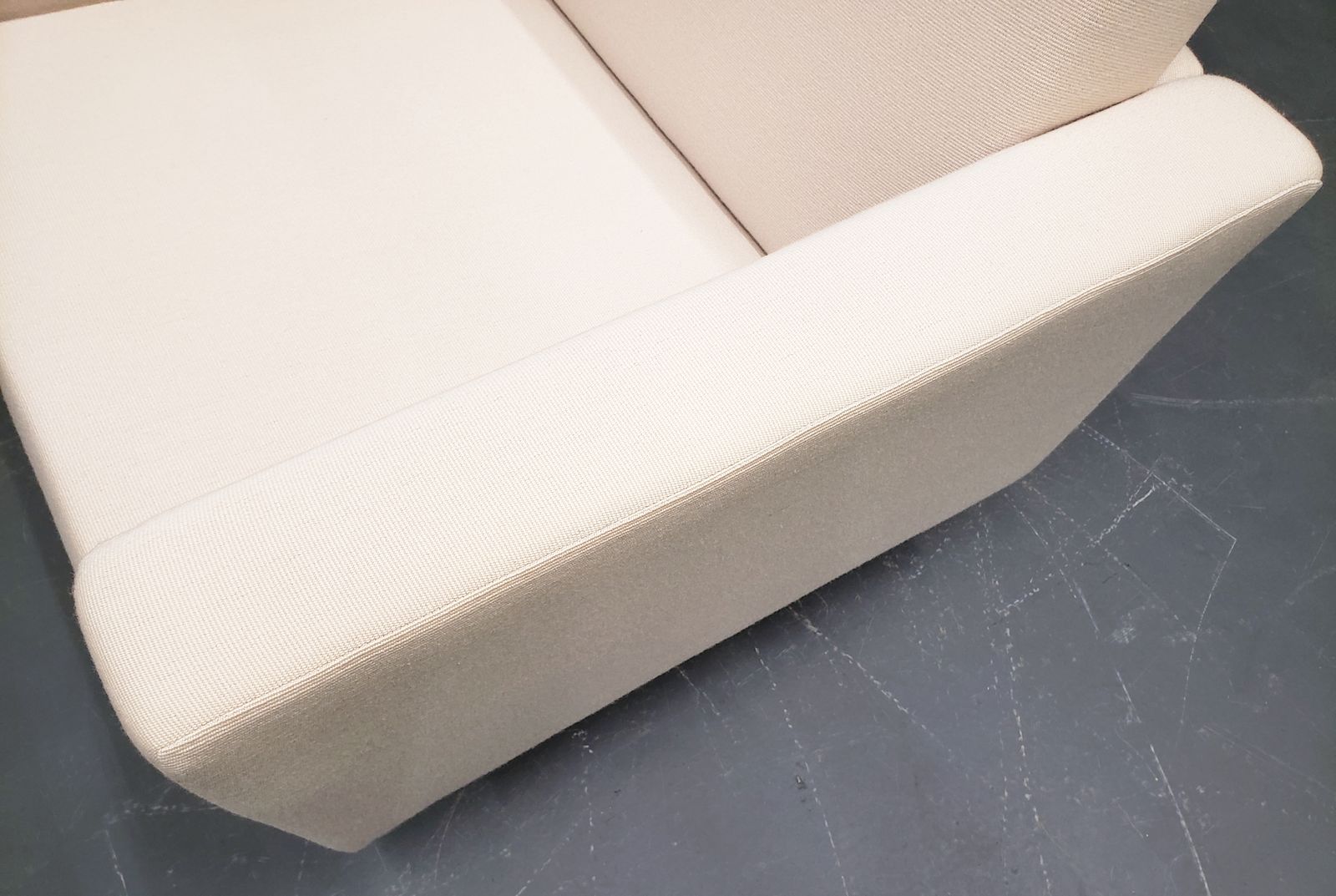 Set Of Two   German Club Lounge Chairs – Ivory Wool Upholstery, Chrome Legs photo vinterior