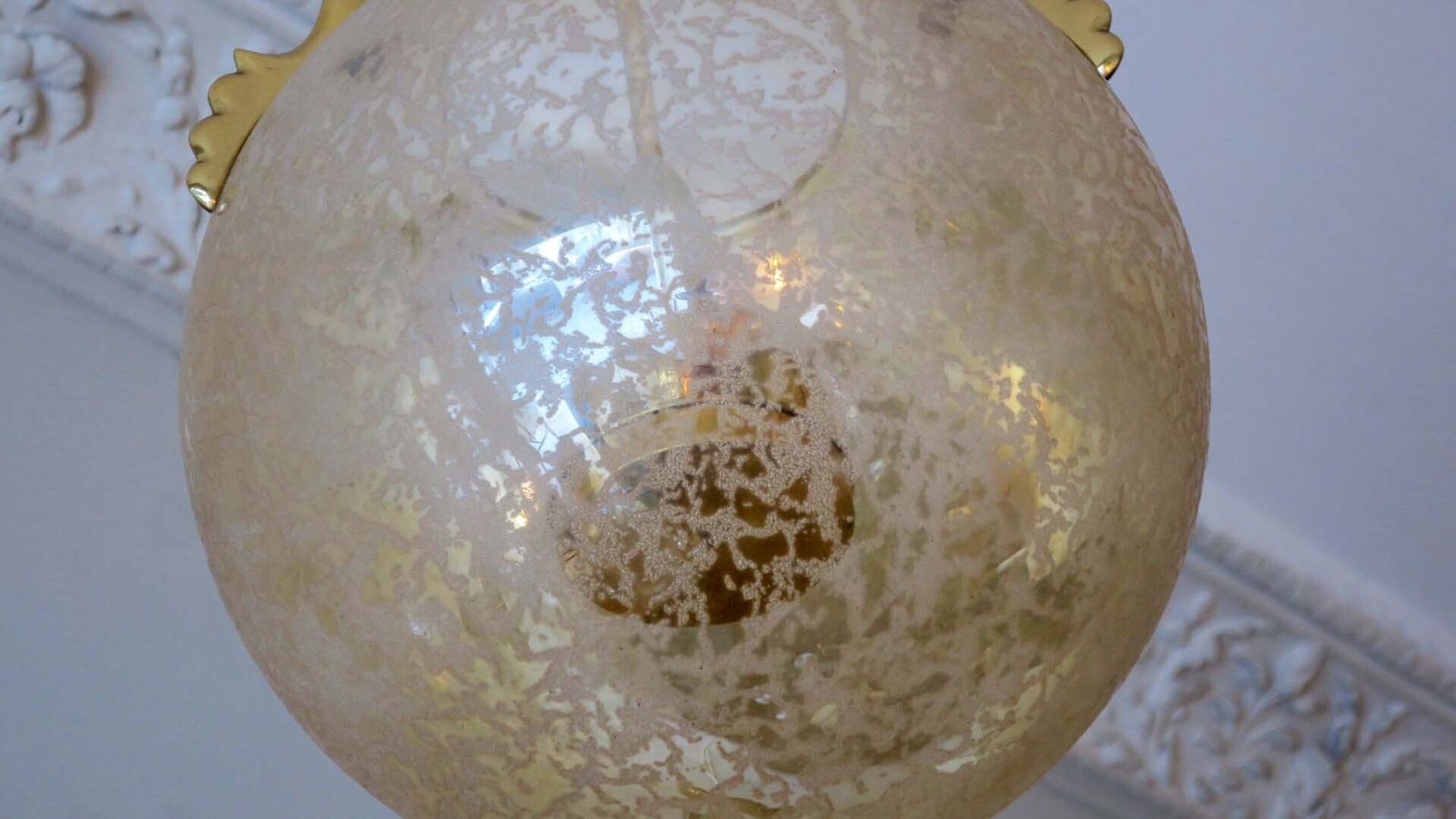 Doria Leuchten Frosted Glass And Brass Pendant Light, 1970s photo Lighting