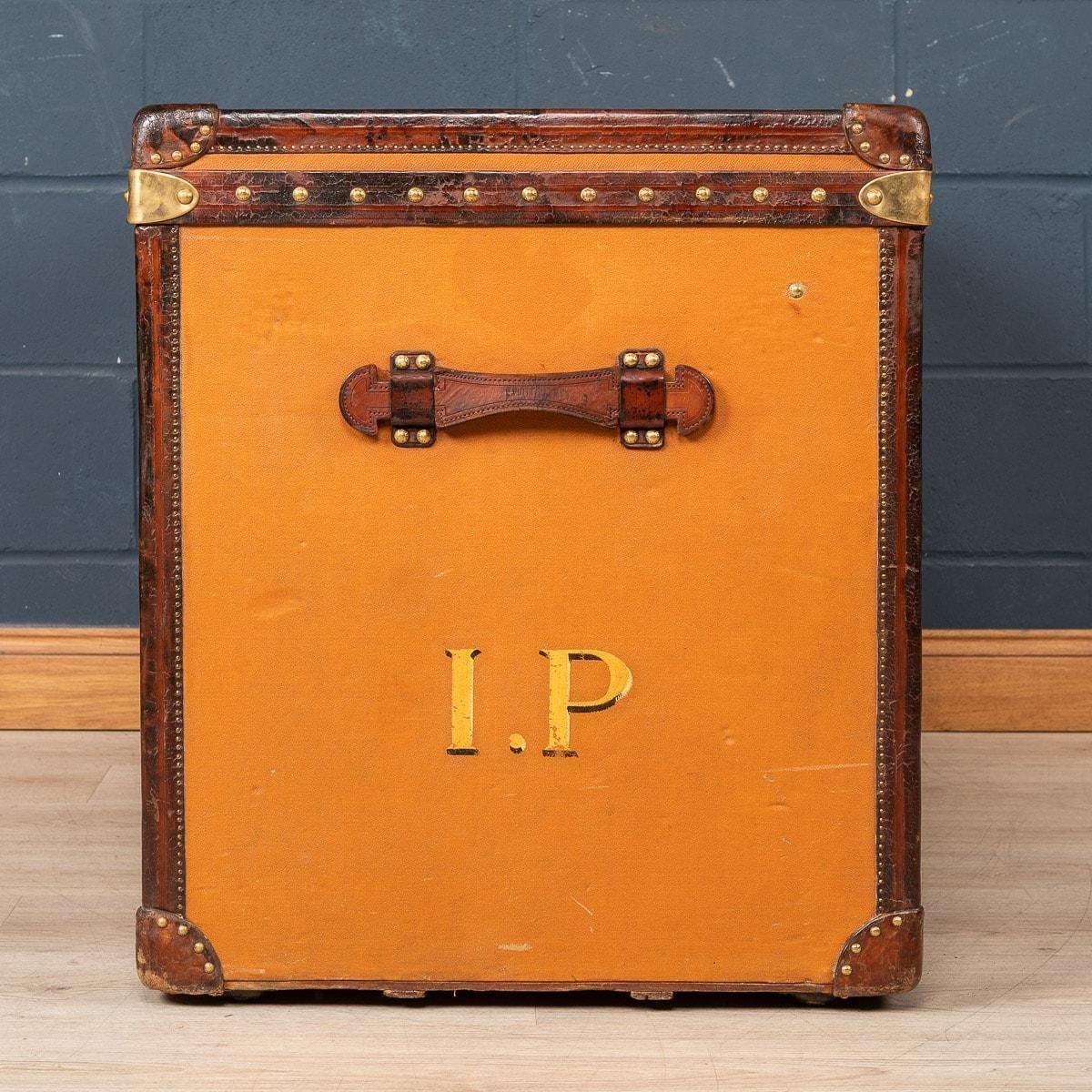20th Century Louis Vuitton Malle Haute Trunk Orange "Vuittonite" Canvas, C.1900 photo furniture