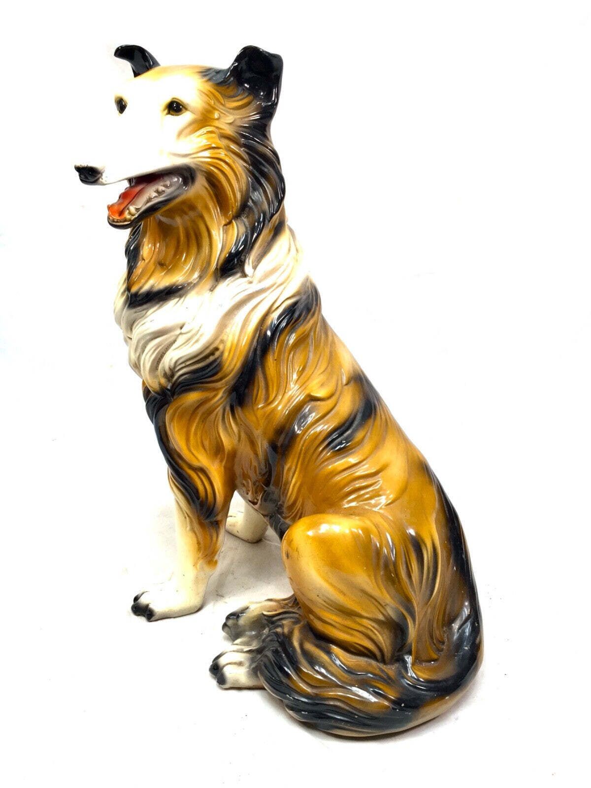 Vintage 1980s Large Life Size Ceramic Collie Dog Statue / Floor Standing Antique photo 199.0